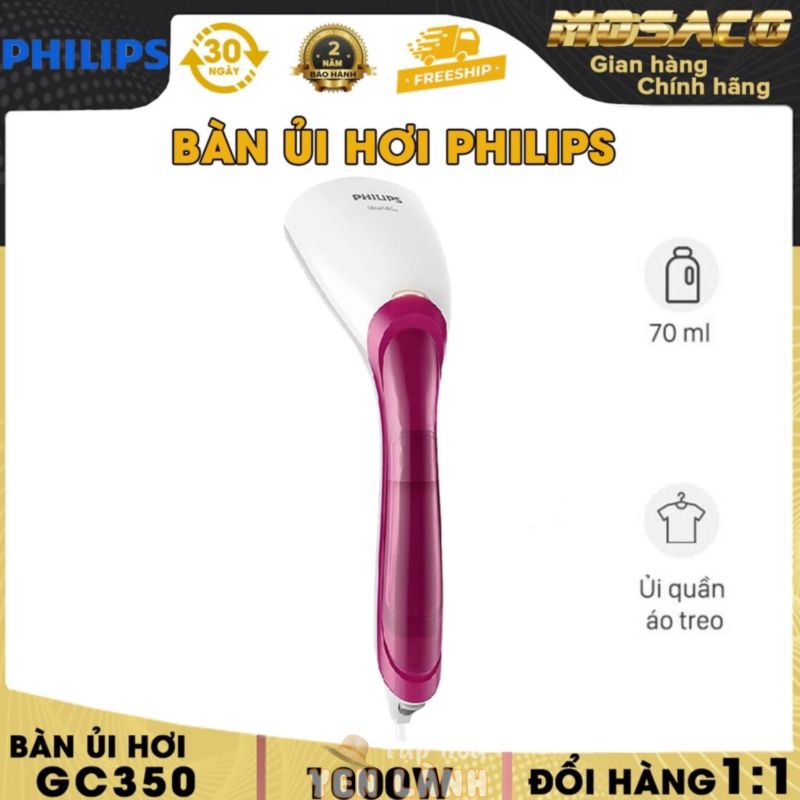 Bàn ủi hơi nước cầm tay Philips GC350 1000w Bàn là Đầu phun tiết diện lớn cho phạm vi tiếp xúc với mặt vải – MOSACO