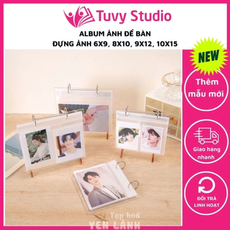 Album ảnh để bàn bằng nhựa acrylic trong suốt sang trọng đựng ảnh 6×9, 8×10, 9×12, 10×15 để bàn làm việc, trang trí nhà