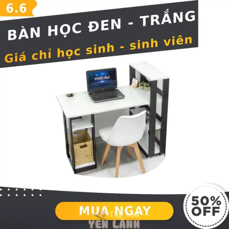 Bàn học, làm việc đen trắng, thiết kế sang trọng hiện đại chất gỗ MDF dễ dàng lắp ráp [LÔ MỚI ĐẦU NĂM 2024 HÀNG ĐẸP]