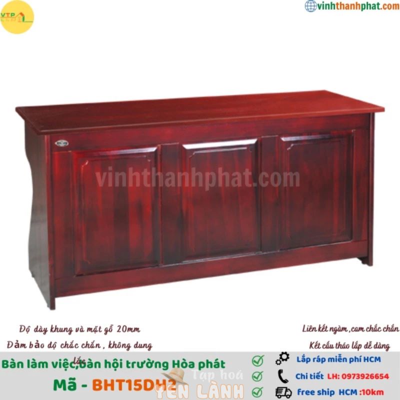 [FREESHIPHCM] Bàn làm việc gỗ tự nhiên BHT15DH2 và BHT12DH2 Hòa phát