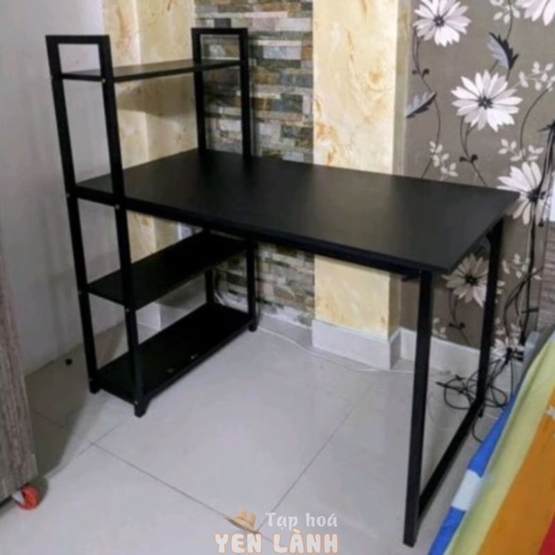 Bàn Làm việc Liền kệ sách chân sắt mặt gỗ công nghiêp BLK03T ( kích thước lớn có dụng cụ lắp ráp)