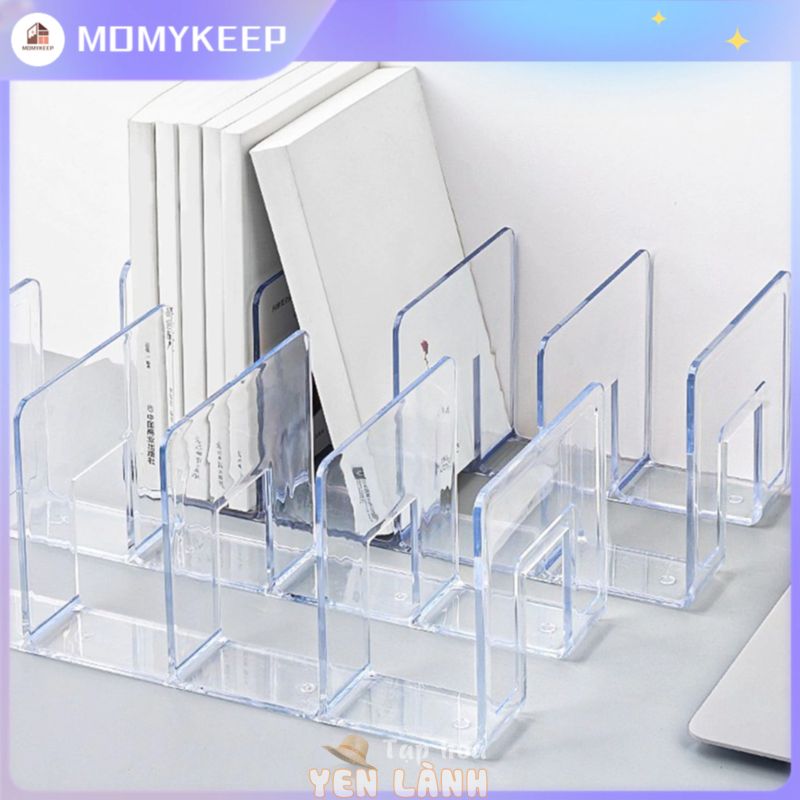 [Hàng Sẵn]  Giá sách Trong suốt acrylic giá sách máy tính để bàn kệ sách ngăn lưu trữ sách bookend kệ để bàn đứng sách【MOMYKEEP】