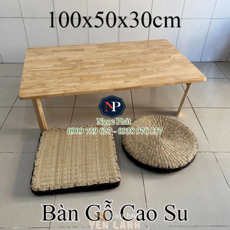 Bàn Trà Ngồi Bệt Tatami Kiểu Nhật 100x50x30cm – Bàn Gỗ Cao Su Xếp Gọn, Dùng Làm Bàn Ăn, Bàn Máy Tính