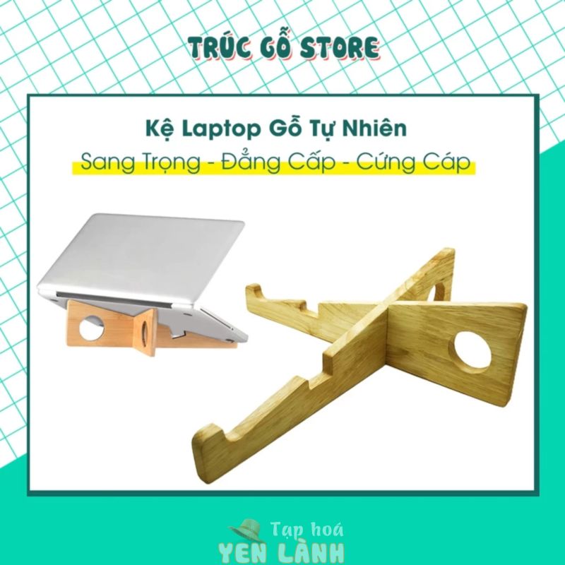 Kệ laptop, giá đỡ máy tính xách tay bằng gỗ tản nhiệt tự nhiên hình chữ X giúp giá đỡ cứng cáp