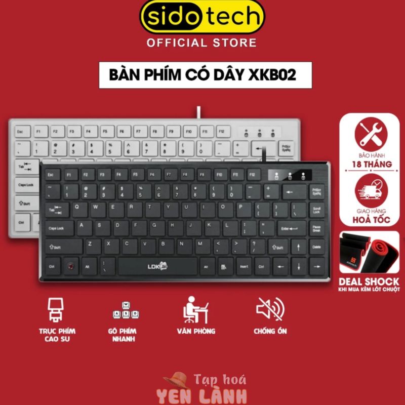 Bàn phím máy tính mini có dây SIDOTECH XKB02 nhỏ gọn tinh tế 82 key cho laptop văn phòng học sinh sinh viên