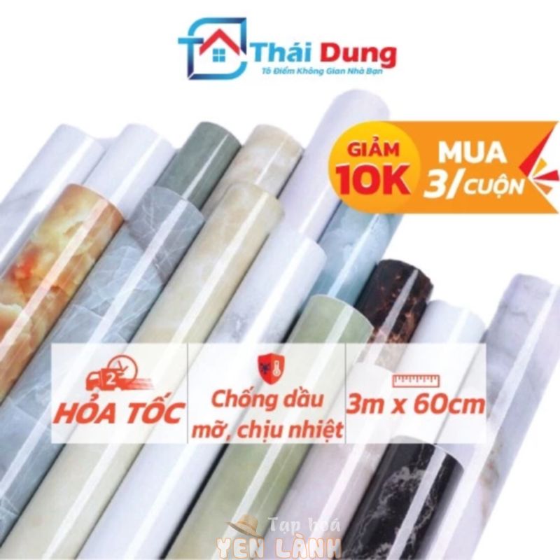 Decal dán bếp chống dầu mỡ 3Mét x 60cm VÂN ĐÁ TRÁNG NHÔM chịu nhiệt, chống nước, dán bàn , nhà tắm