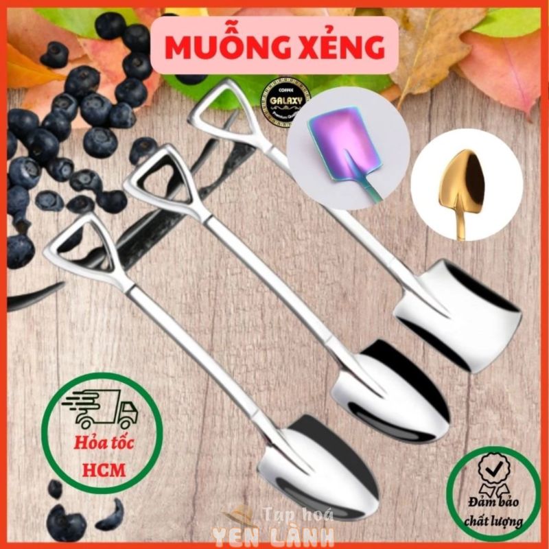 Muỗng inox dụng cụ pha chế  cao cấp, thìa xẻng múc kem  hoa văn siêu đẹp trang trí bàn ăn Galaxy coffee.