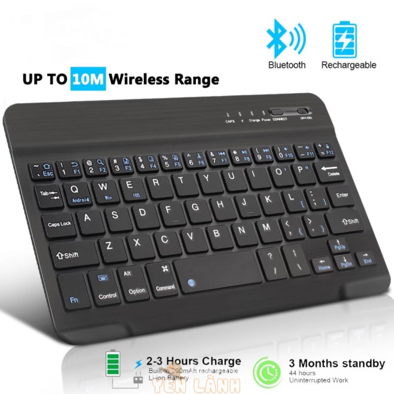 Bàn Phím Bluetooth Không Dây Mini 7 / 10 inch Sạc Được Hỗ Trợ Android IOS Windows Cho Điện Thoại Máy Tính Bảng