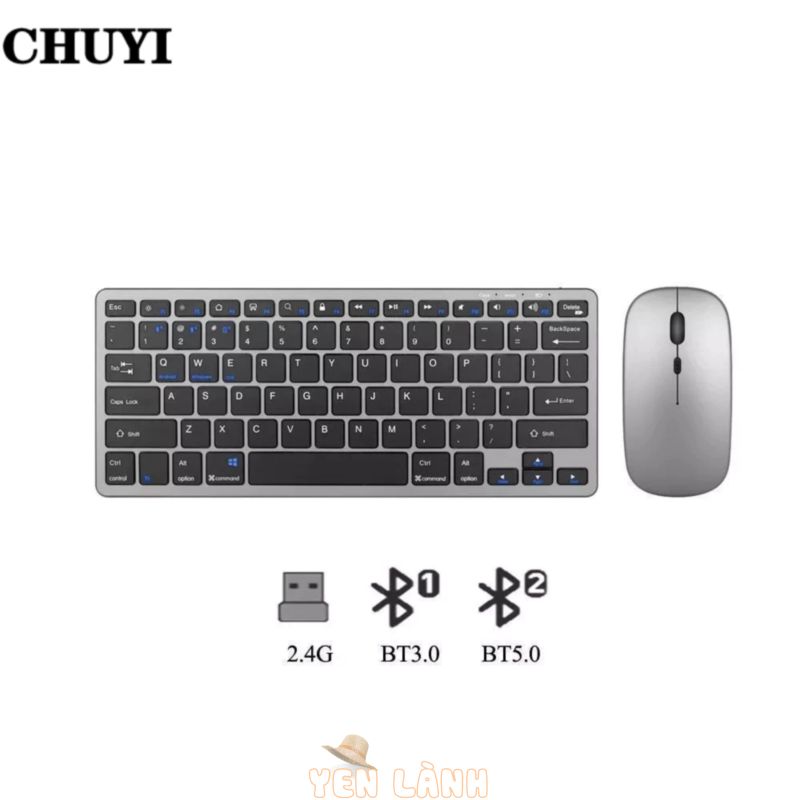 CHUYI Bàn Phím Không Dây Bluetooth 5.0 Và 2.4G 78 Phím Đa Phương Tiện Có Thể Sạc Lại 3 Chế Độ Cho Laptop TV PC Notebook