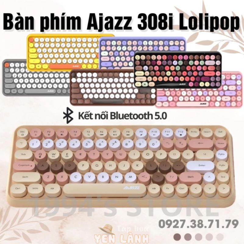 FREESHIP Bàn Phím Không Dây Giả Cơ Ajazz 308i Bluetooth – Dùng được cho Máy tính bàn, Laptop, Điện thoại, Máy tính bảng