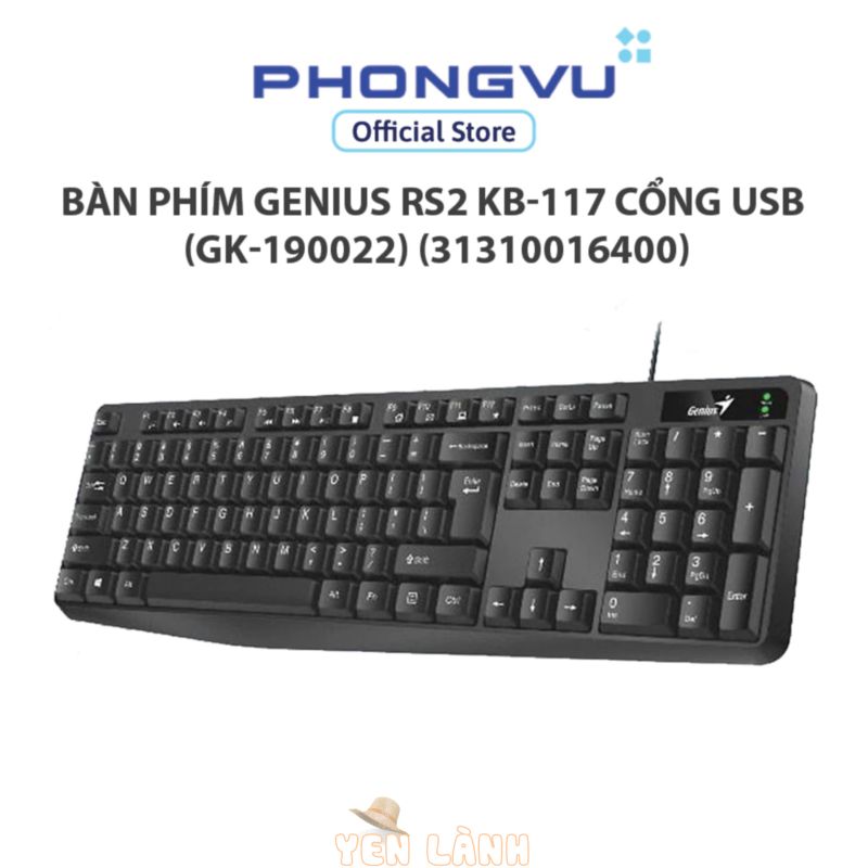 Bàn phím máy tính Genius RS2 KB-117 cổng USB màu đen (GK-190022) (31310016400) – Bảo hành 12 tháng