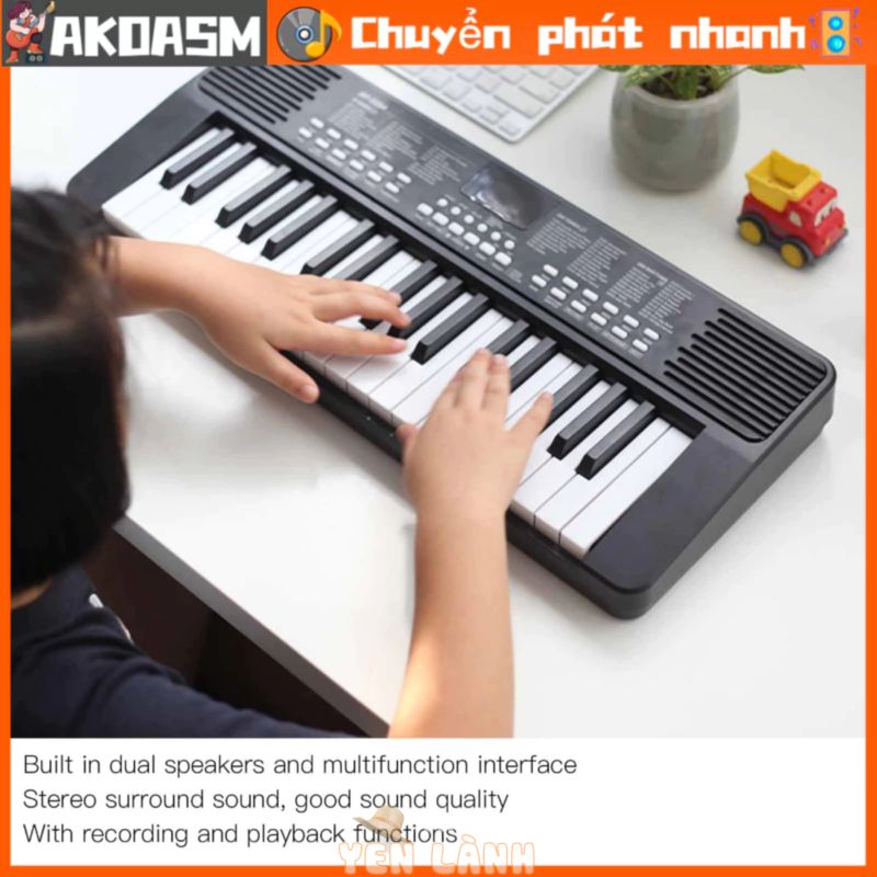 [Có thể bán buôn] Đàn piano có thể sạc lại bàn phím điện tử di động 37 với giắc cắm tai nghe Dụng cụ giáo dục AKOASM