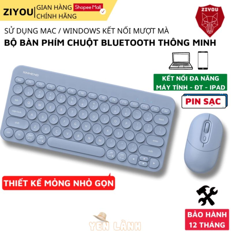 Bàn Phím Chuột Bluetooth Không Dây Ziyou RF702 Pin Sạc Siêu Trâu Cho Máy Tính Bảng, Điện thoại, Laptop