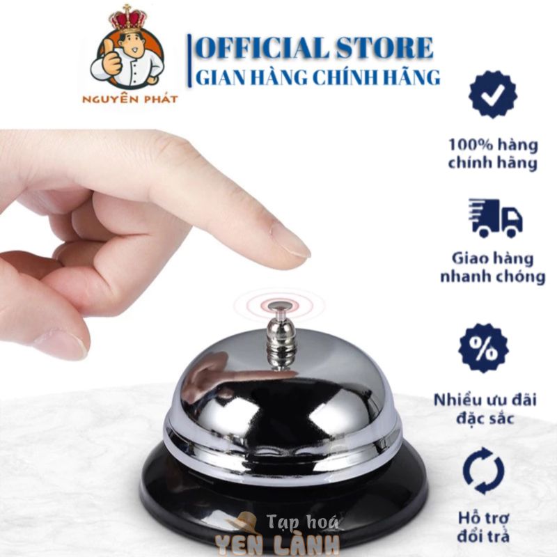 Chuông báo ra đồ ăn, gọi order, gọi bồi bàn, chuông bấm để bàn, gọi phục vụ loại lớn, inox – Dụng Cụ Pha Chế Đà Nẵng