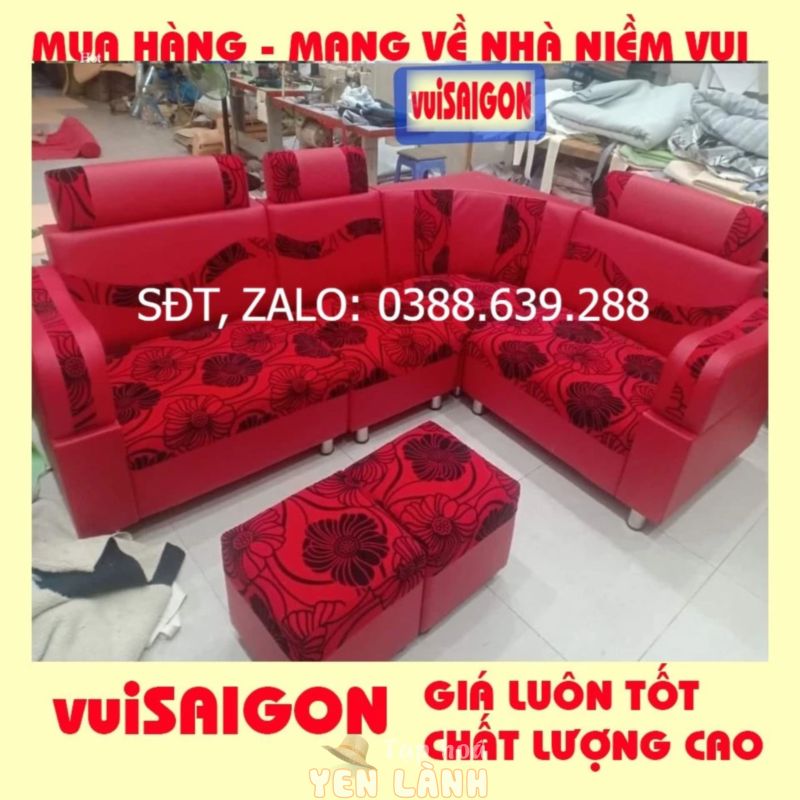 Ghế sopha nệm mút bền đẹp mẫu mã hiện đại tặng kèm 1 bàn kính và 2 ghế đôn xinh phù hợp mọi gia đình