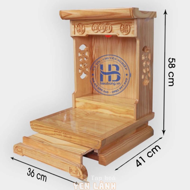 [Hỏa tốc] Bàn thờ thần tài hiện đại gỗ Thông Mỹ 36cm – Kích thước đa dạng