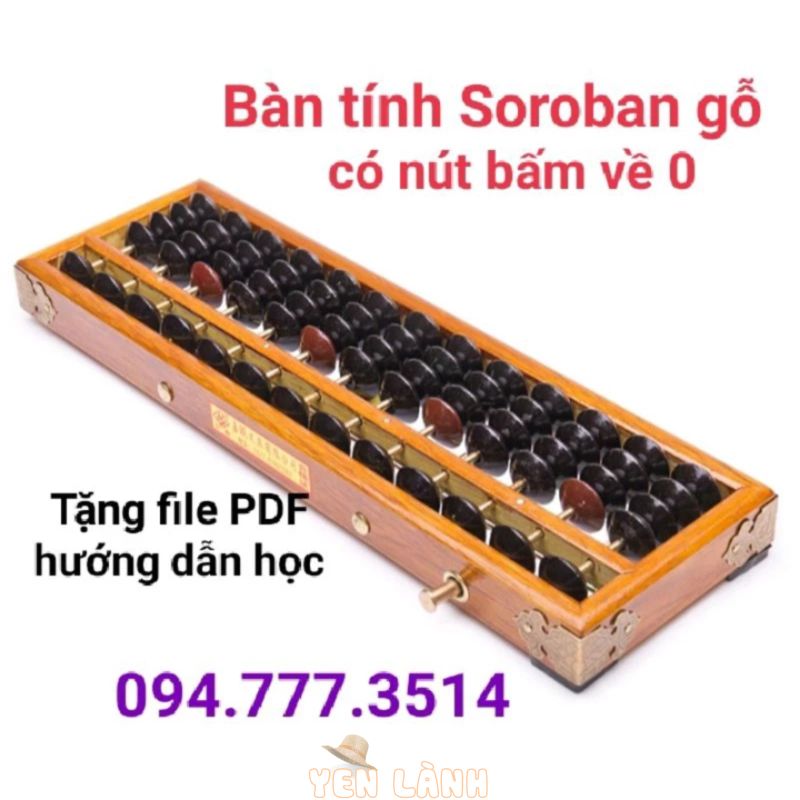 Bàn tính Soroban bằng gỗ có nút bấm về 0