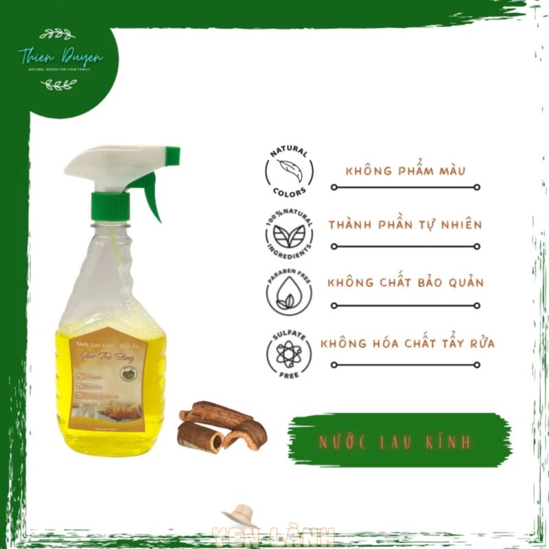 Nước rửa kính, nước lau bàn ăn Hương Quế Trà Bồng 500ml, thành phần tự nhiên, hương thơm dễ chịu