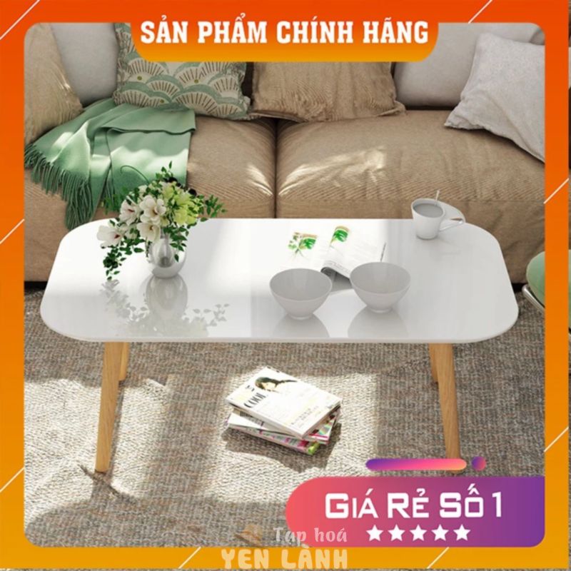 [Hàng Chính Hãng] Bàn trà sofa phòng khách hình chữ nhật, phong cách hiện đại chân gỗ sồi