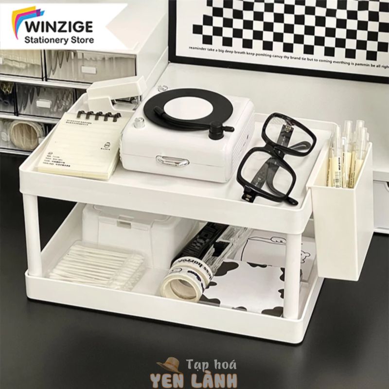 Winzige Kệ mini nhựa để bàn,giá để đồ 2 tầng,kệ để đồ trang điểm,văn phòng phẩm nhỏ gọn decor trang trí bàn học Hàn quốc