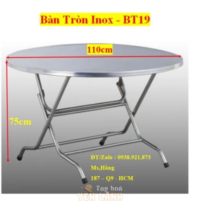 Bàn Tròn Inox SUS 304 Hwata ĐK P110cm Cao 75cm – BT19