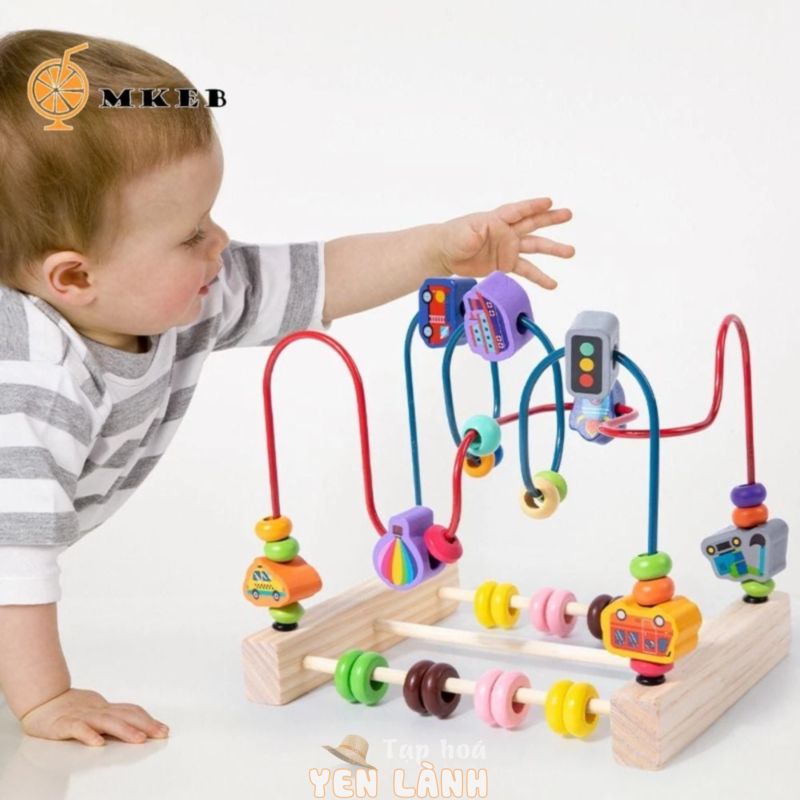 Mkeb Con Lăn Coaster Hạt Mê Cung, Động Vật Giao Thông Montessori Mê Cung Vòng Tròn, Trái Cây Bằng Gỗ Sáng Tạo Con Lăn Toán Coaster Bàn Tính Đồ Chơi Xếp Hình Trẻ Em