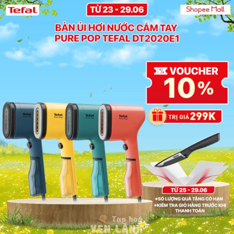 [Mã ELBSJBP06 giảm 12% đơn 500K] Bàn ủi hơi nước cầm tay Tefal Pure Pop DT2020E1 – 1300W – 70ML