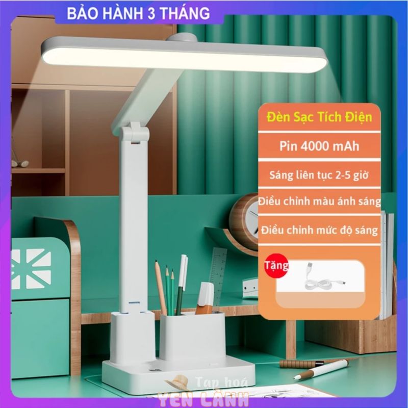 [Hàng Mới Về] Đèn Bàn Học Chống Cận Sạc Tích Điện 4000mAh 2 Đầu Led | Đèn Học Đèn Đọc Sách 3 Màu Sắc Điều Chỉnh Độ Sáng