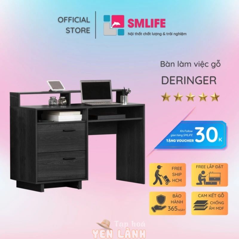 Bàn vi tính nhỏ bằng gỗ công nghiệp SMLIFE Deringer