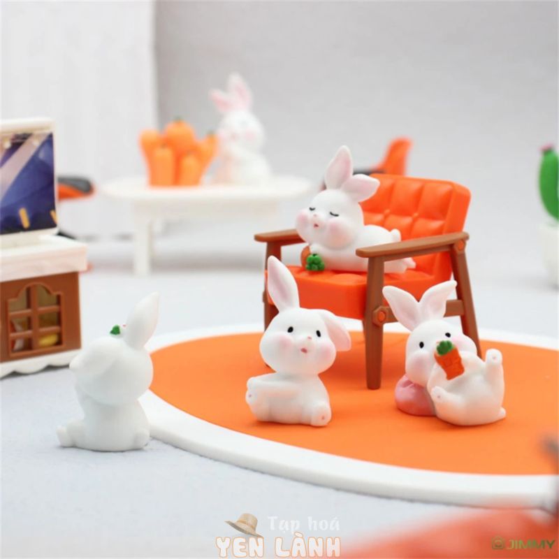 Đồ trang trí thỏ thu nhỏ Vi cảnh nhựa Bunny Đồ trang trí máy tính để bàn Quà tặng đồ trang trí xe hơi Quà tặng trang trí động vật Kawaii