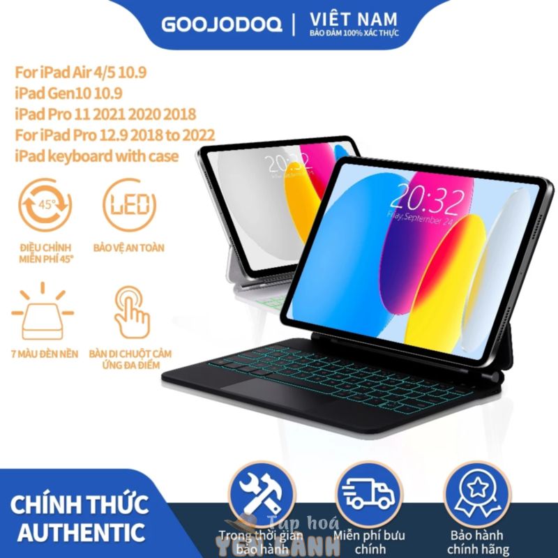 【bảo hành một năm】Goojodoq Bao da máy tính bảng  bàn phím không dây thích hợp cho iPad Air 4 5 Pro 11 2018 2021 Gen10 10.9 2022