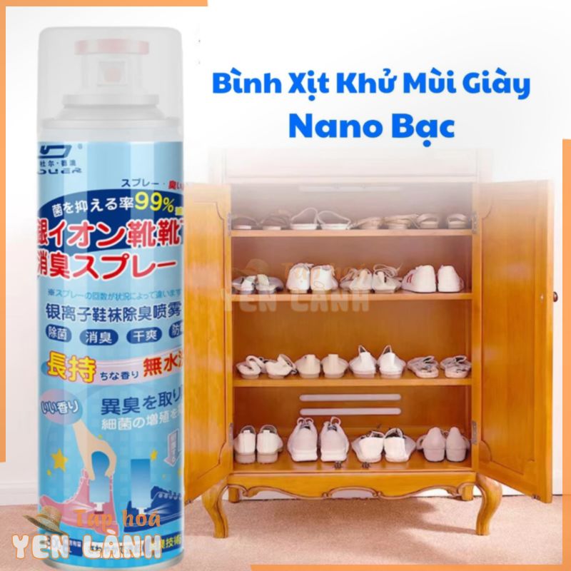 Bình Xịt Khử Mùi Giày Dép Nano Bạc, Chai Xịt Bọt Vệ Sinh Giày Dép, Mũ Bảo Hiểm, Xịt Khử Mùi Hôi Chân, Chai 260ml