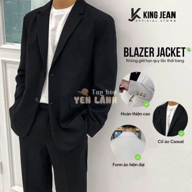 Áo khoác Blazer Nam Form rộng dài tay unisex basic chất Hàn cao cấp KJ-Vua Quần Jeans