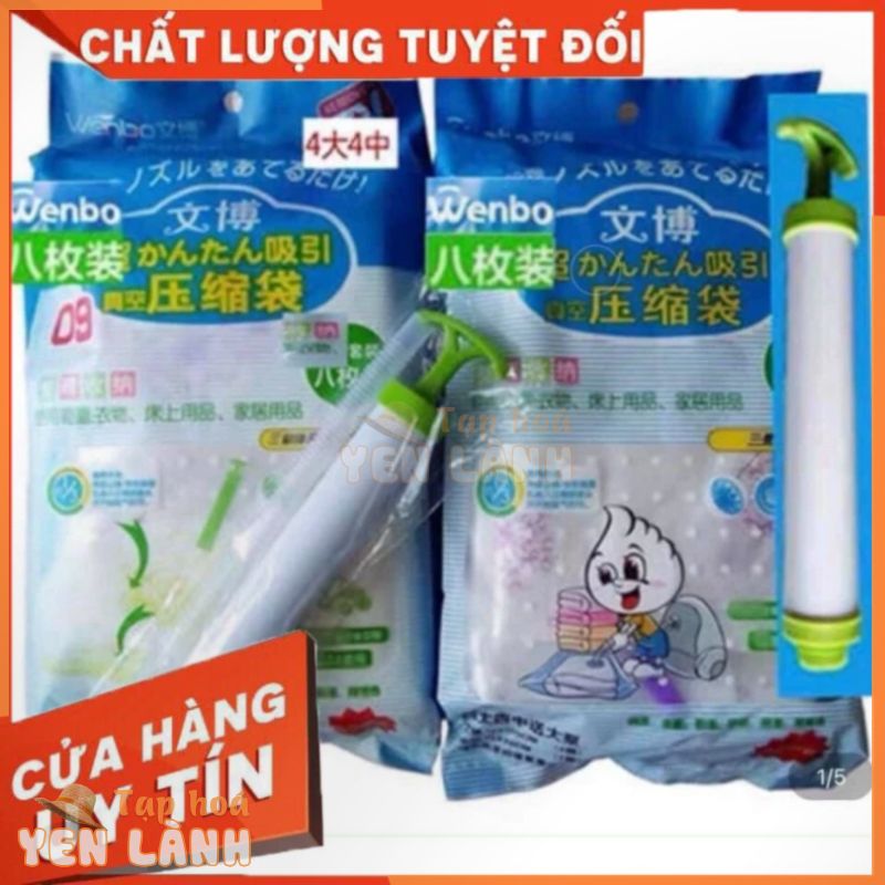 [FREESHIP] BỘ 8 TÚI HÚT CHÂN KHÔNG DÙNG ĐỂ CẤT QUẦN ÁO CHĂN GA GỐI ► Tặng kèm bơm hút bằng tay BAMI STORE