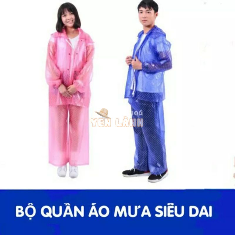 Áo mưa bộ chấm bi ( chất dẻo dai- size lớn- hàng tốt)