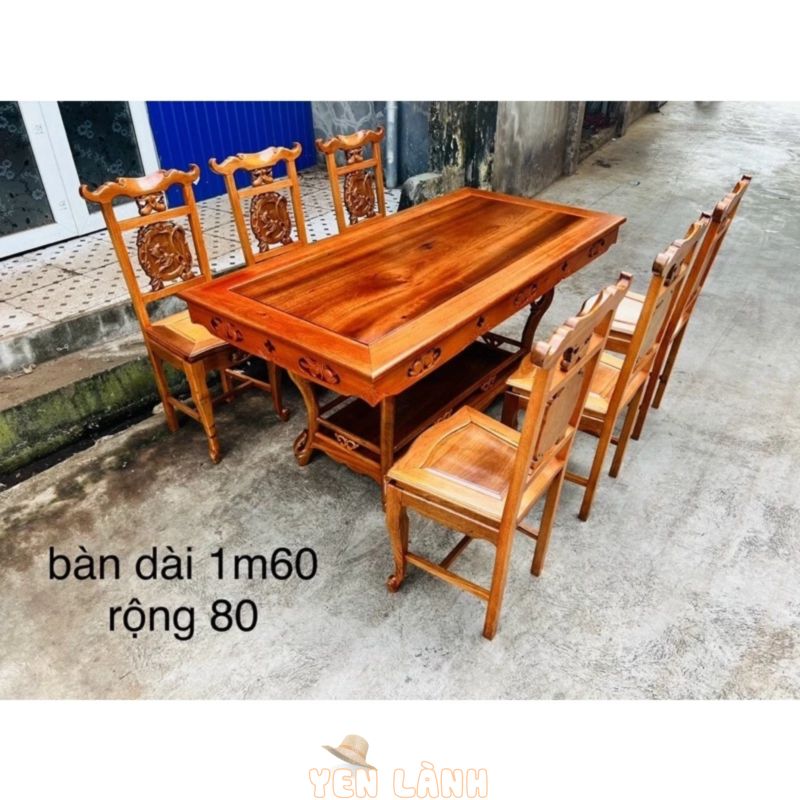 Bộ Bàn Ghế Ăn Gỗ Gụ 6 ghế 1 bàn