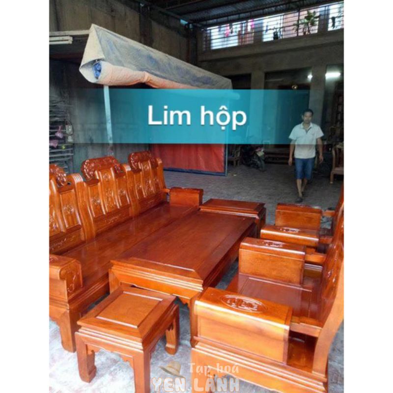 Bộ Bàn Ghế Âu Á Kiểu Như ý Tay Hộp Gỗ Lim Loại 2m2 và 2m4