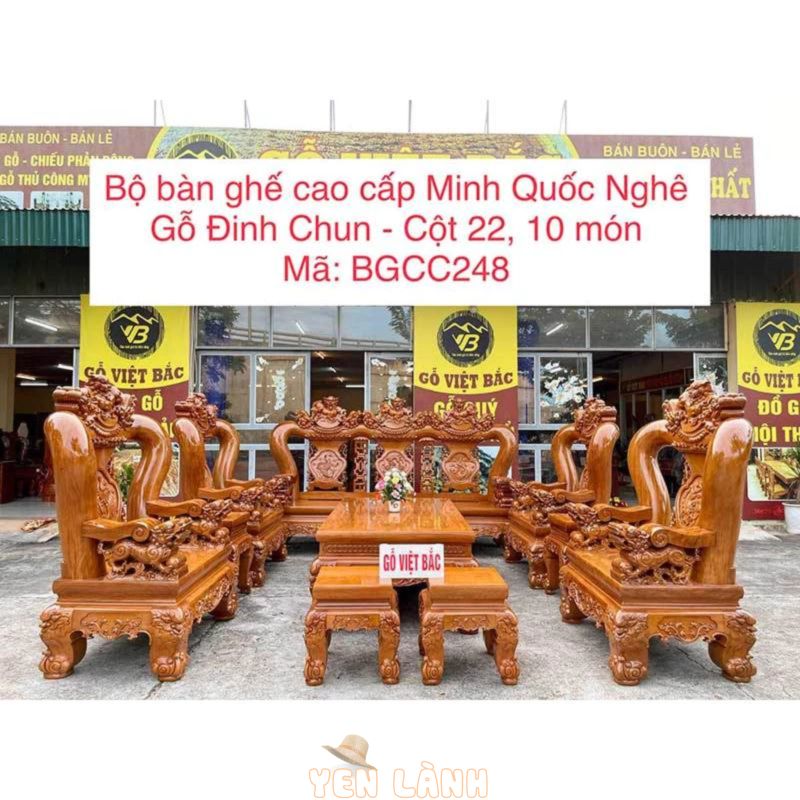 Bộ bàn ghế cao cấp Minh Quốc Nghê gỗ Đinh Chun