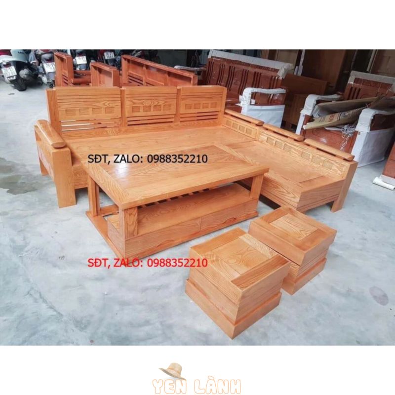 Bộ bàn ghế sofa nhỏ phòng khách gỗ sồi Nga