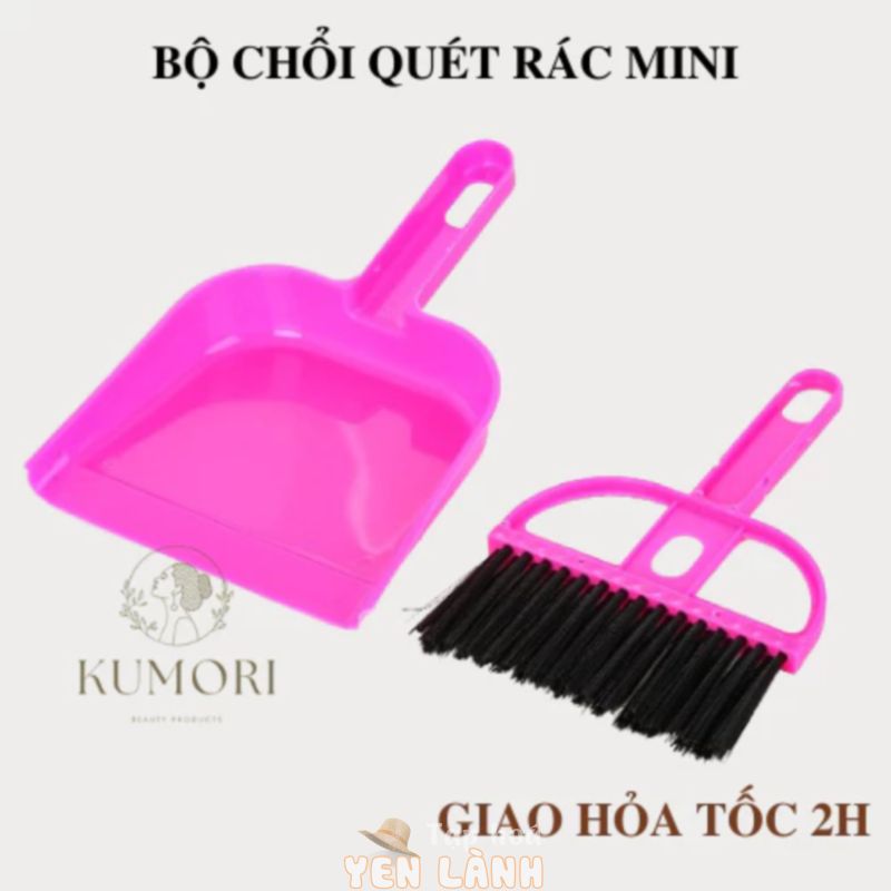 BỘ CHỔI QUÉT MINI dụng cụ vệ sinh bàn phím máy vi tính bàn ghế tủ giường cọ quét kèm ki hốt rác loại nhỏ KUMORI STORE