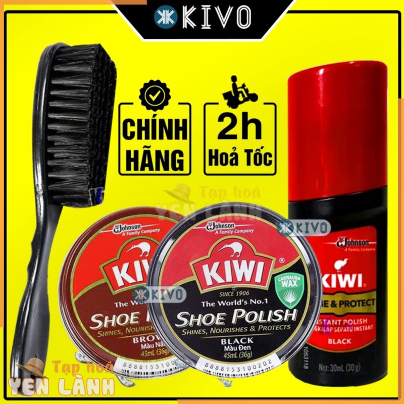 Xi Đánh Giày Đen Nâu Kiwi CHÍNH HÃNG – Si Đánh Giày và Bàn Chải Đánh Giày Cao Cấp – Bộ Vệ Sinh Giày Da Kivo