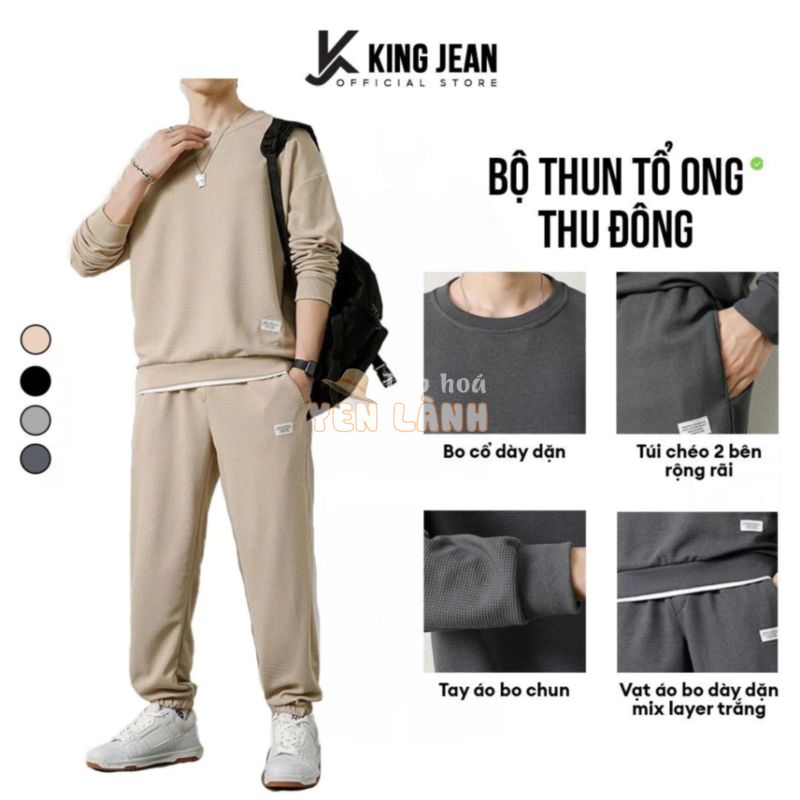 Đồ bộ thể thao nam ống suông Form Slimfit dáng âu Cao cấp KJ Vua quần jeans