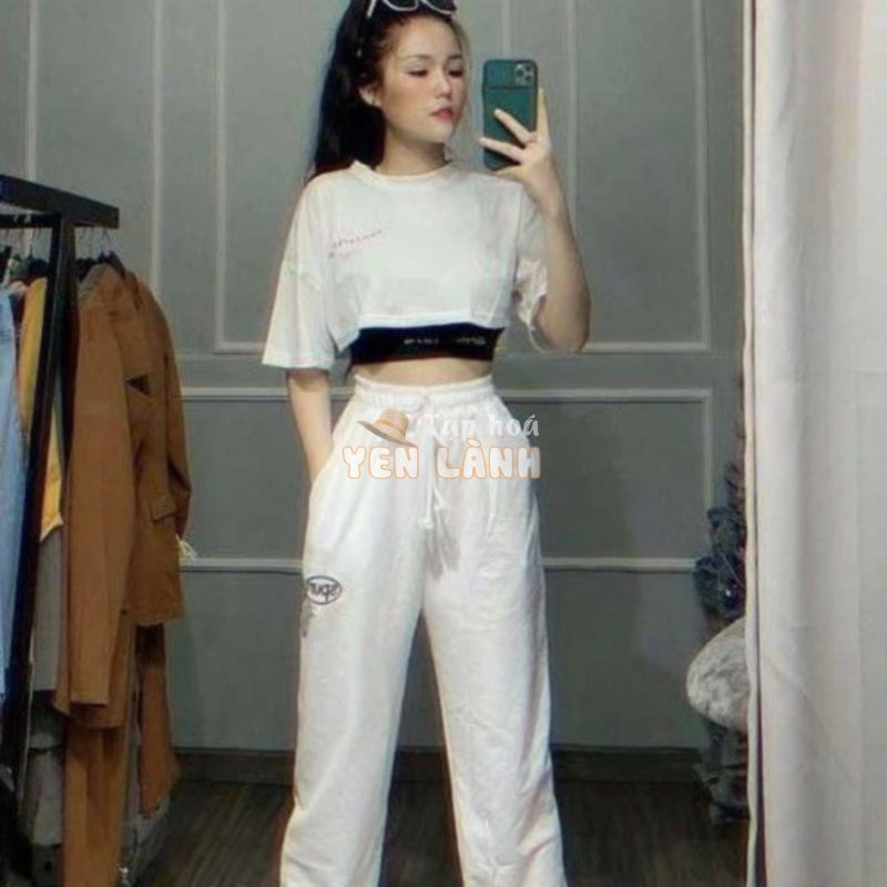 Sét bộ quần dài jogger và áo croptop 1974