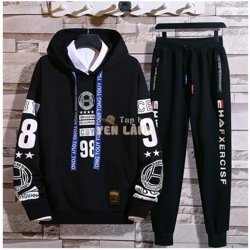 Bộ Đồ Nỉ Nam Áo Hoodies Phối Chữ Kết Hợp Quần Jogger Trẻ Trung SET NAM 9000076