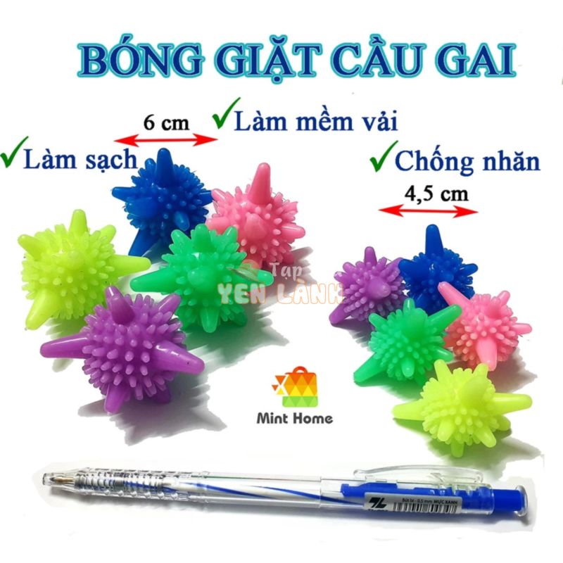 Bóng giặt quần áo cầu gai viên, banh bóng gai mini máy giặt đồ thay thế nước giặt, xả, tẩy siêu sạch chống nhăn quần áo