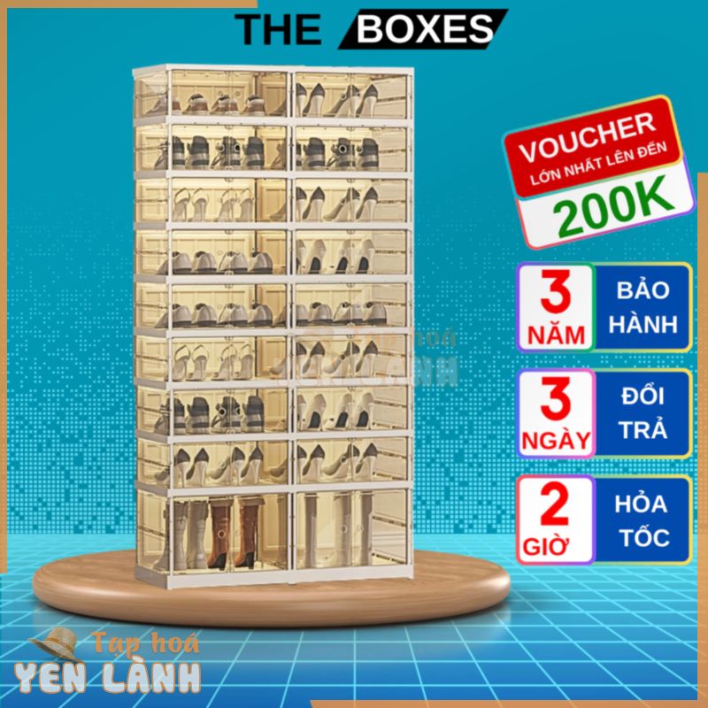 Tủ đựng giày trong suốt, tủ giày SHOE BOX có bánh xe, 3 mặt nhựa trong suốt, hộp đưng giày trong suốt, tủ nhựa cao cấp