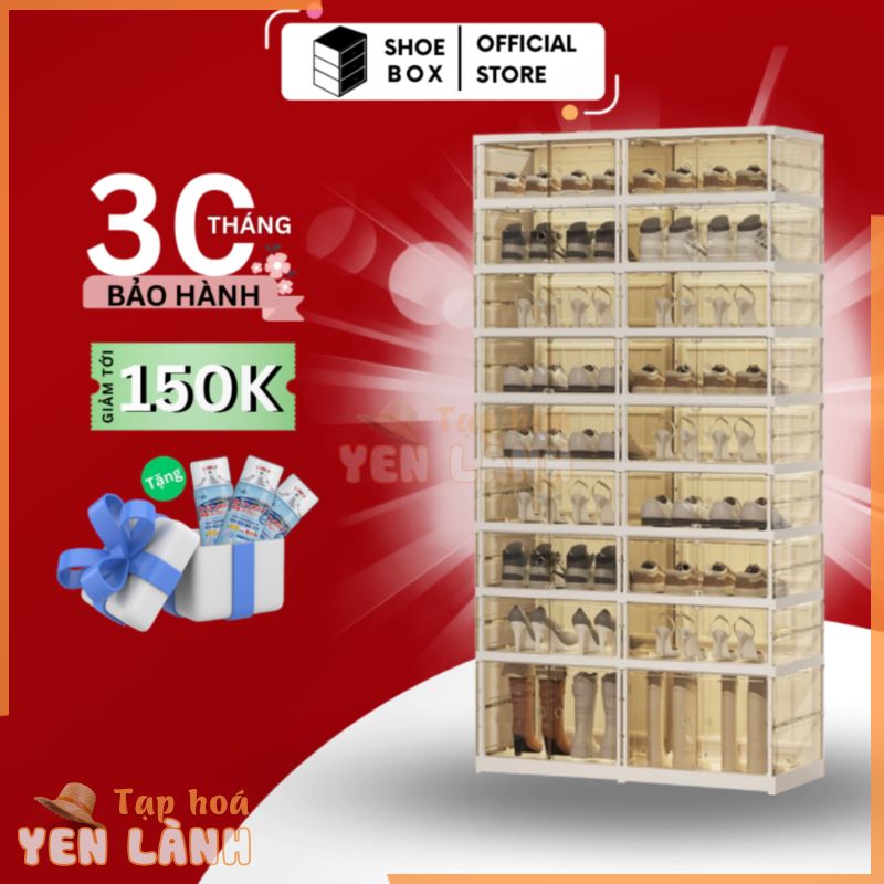 Tủ Giày Thông Minh Gấp Gọn SHOE BOX 36 đôi 9104-8-1G [BẢO HÀNH 3 NĂM] 3 Mặt Trong Suốt Chất Liệu Nhựa Abs Cao Cấp