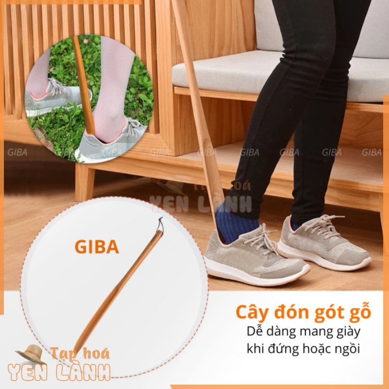 Cây đón gót & giữ form giày bằng gỗ cao cấp, láng mịn, cây xỏ giày, cây hỗ trợ mang giày – GIBA