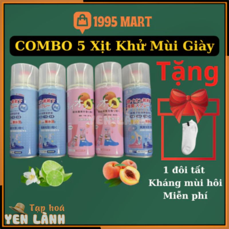 Combo 5 Chai Xịt Khử Mùi Giày Công Nghệ NANO Bạc AG+ giúp khử mùi hôi chân , nón bảo hiểm