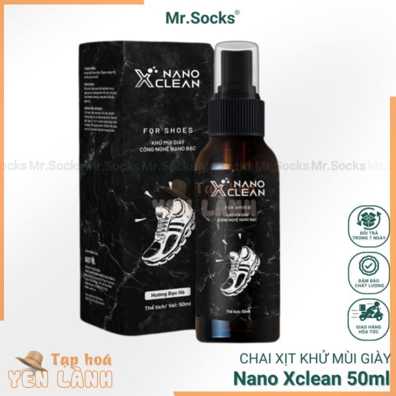 Chai xịt khử mùi giày Nano Xclean, công nghệ Nano Bạc làm thơm diệt khuẩn chống hôi chân, hương bạc hà mát lạnh – 50ml